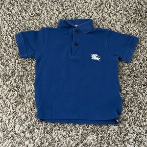 Burberry Brit Polo Top Boys Blue Short Sleeves Logo Two Button Size 2